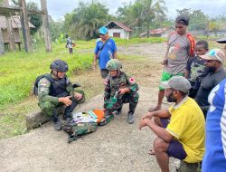 Akses Kesehatan Warga Terbatas, Satgas Pasgat Pos Manggelum Layani Kesehatan Warga
