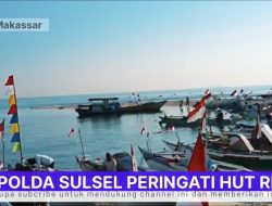 Semarak HUT RI, Polda Sulsel Kibarkan Bendera Raksasa